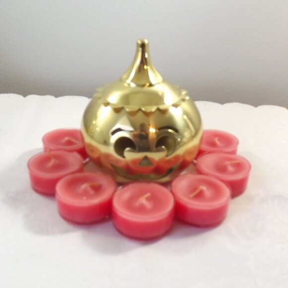 JACK-O-LANTERN Partylite Candle Holder/Orange Cranberry Tealights - Picture 1 of 8